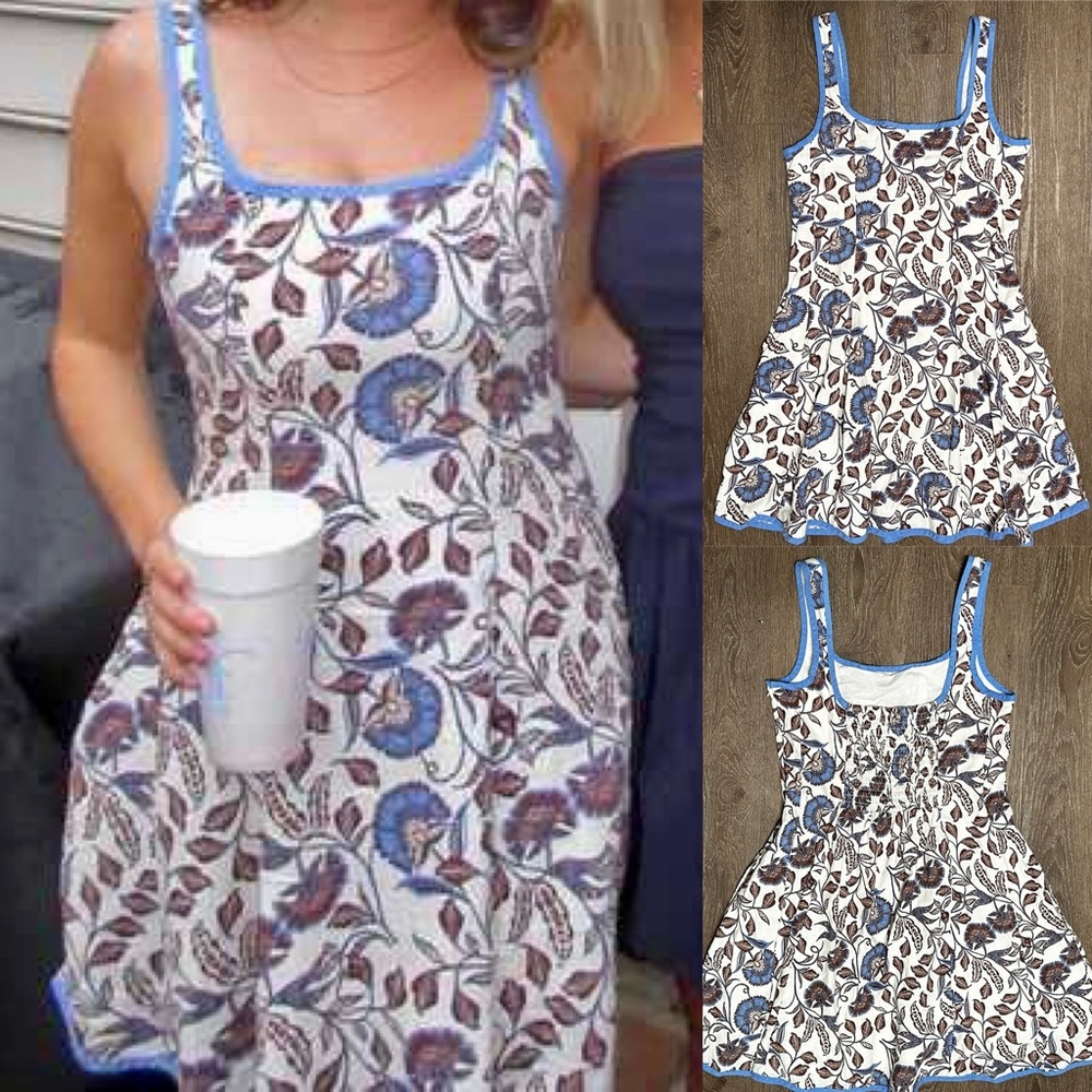 Rachel Zoe Los Angeles Mini Dress size 10 or 12 blue floral NWT linen blend